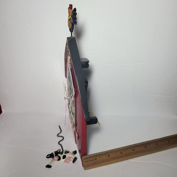 Allen Designs Red Barn Yard Wall Clock Cow Shaped Swinging Pendulum - Picture 10 of 16